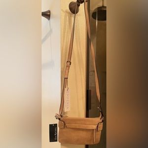 Tan, crossbody bag.